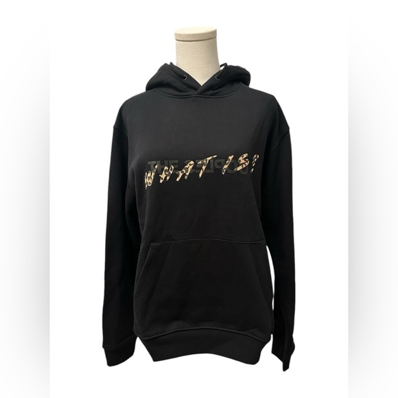 The Kooples BLACK AND LEOPARD PRINT WHAT IS SWEATSHIRT Unisex Medium $220 MSRP - Picture 1 of 5